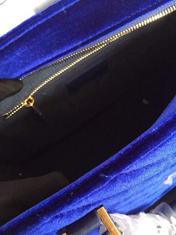 2015 New Saint Laurent Bag Cheap Sale- YSL 30CM Cabas Monogram Saint Laurent in Royal Blue Velet - Click Image to Close